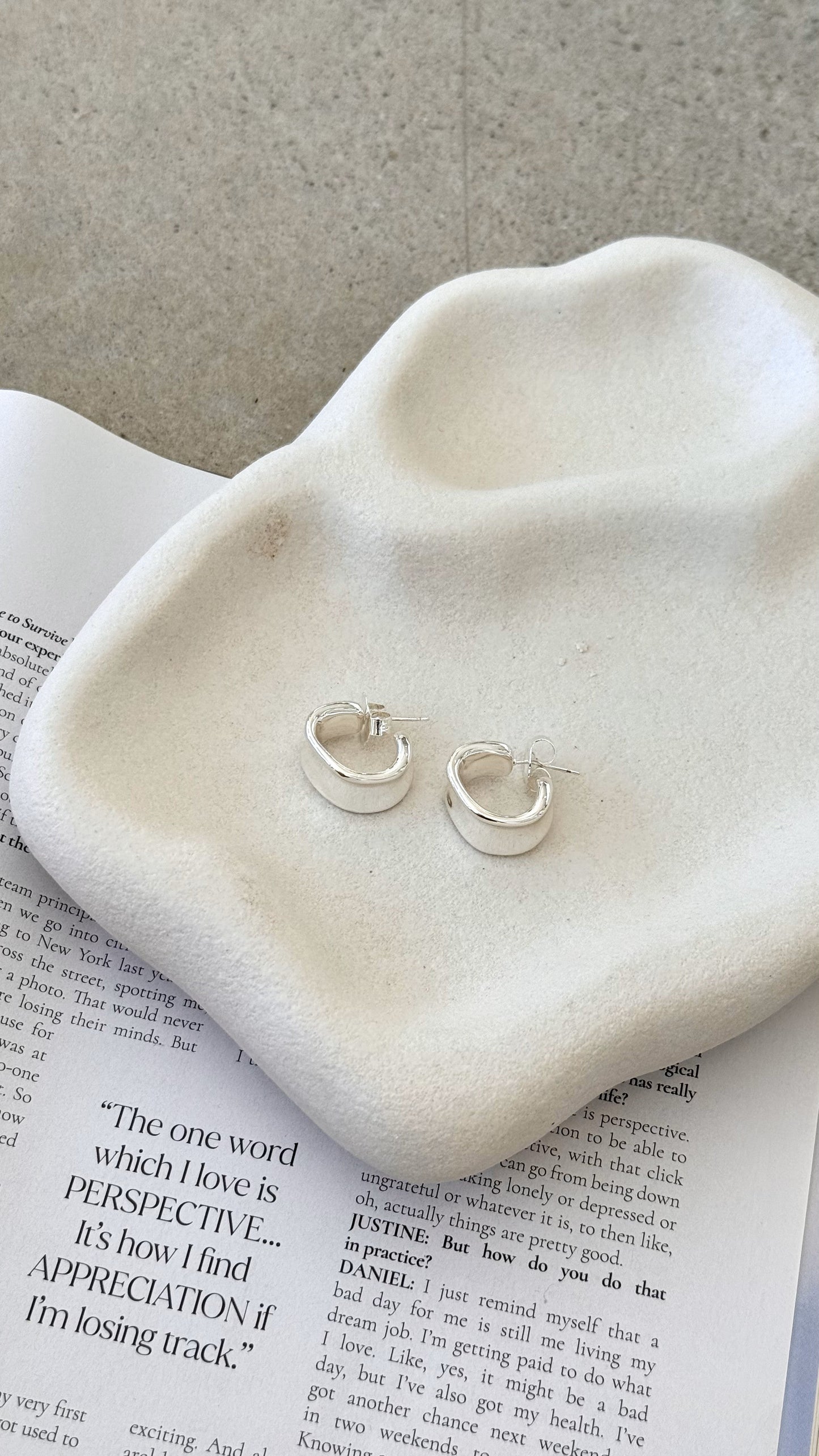 Rolled Edge Mini Wide Hoops - Silver