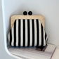 Neve Canvas Stripe Timber Clutch - Black / White