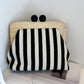 Neve Canvas Stripe Timber Clutch - Black / White