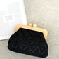 Tara Diamond Weave Timber Clutch - Black