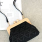 Tara Diamond Weave Timber Clutch - Black