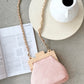 Abby Timber Frame Woven Mini Bag - Pale / Pink