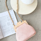 Abby Timber Frame Woven Mini Bag - Pale / Pink