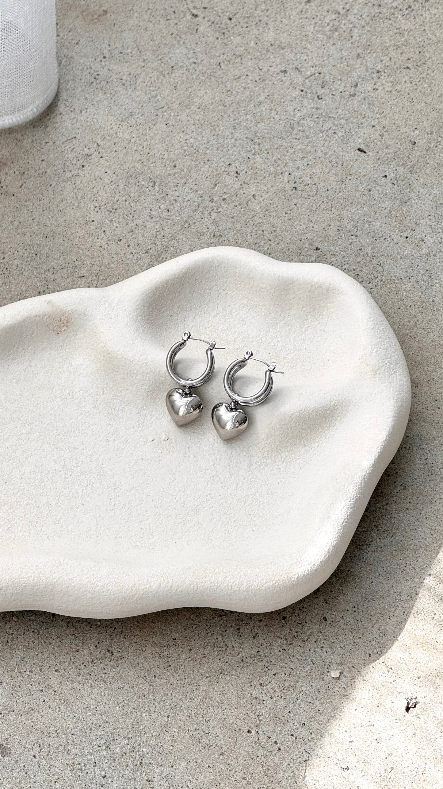 Varick Heart Earrings - Silver