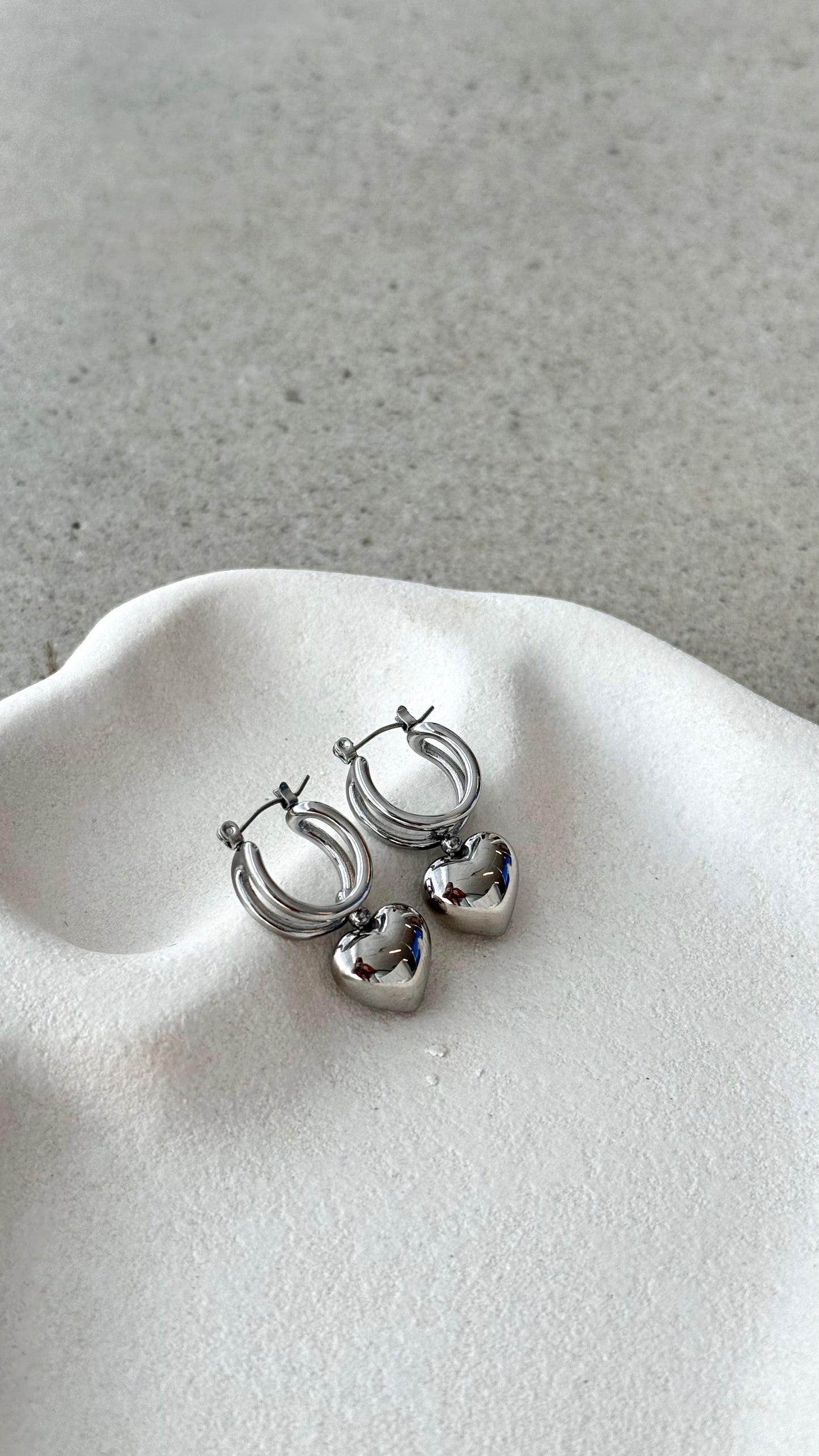 Varick Heart Earrings - Silver
