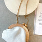 Etta Tweed Timber Frame Clutch - White