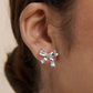 Bow Stud Sterling Silver Plated Earrings - Silver